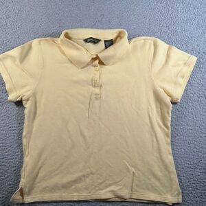 Eddie Bauer Yellow Polo Classic Knit Top, Size Medium